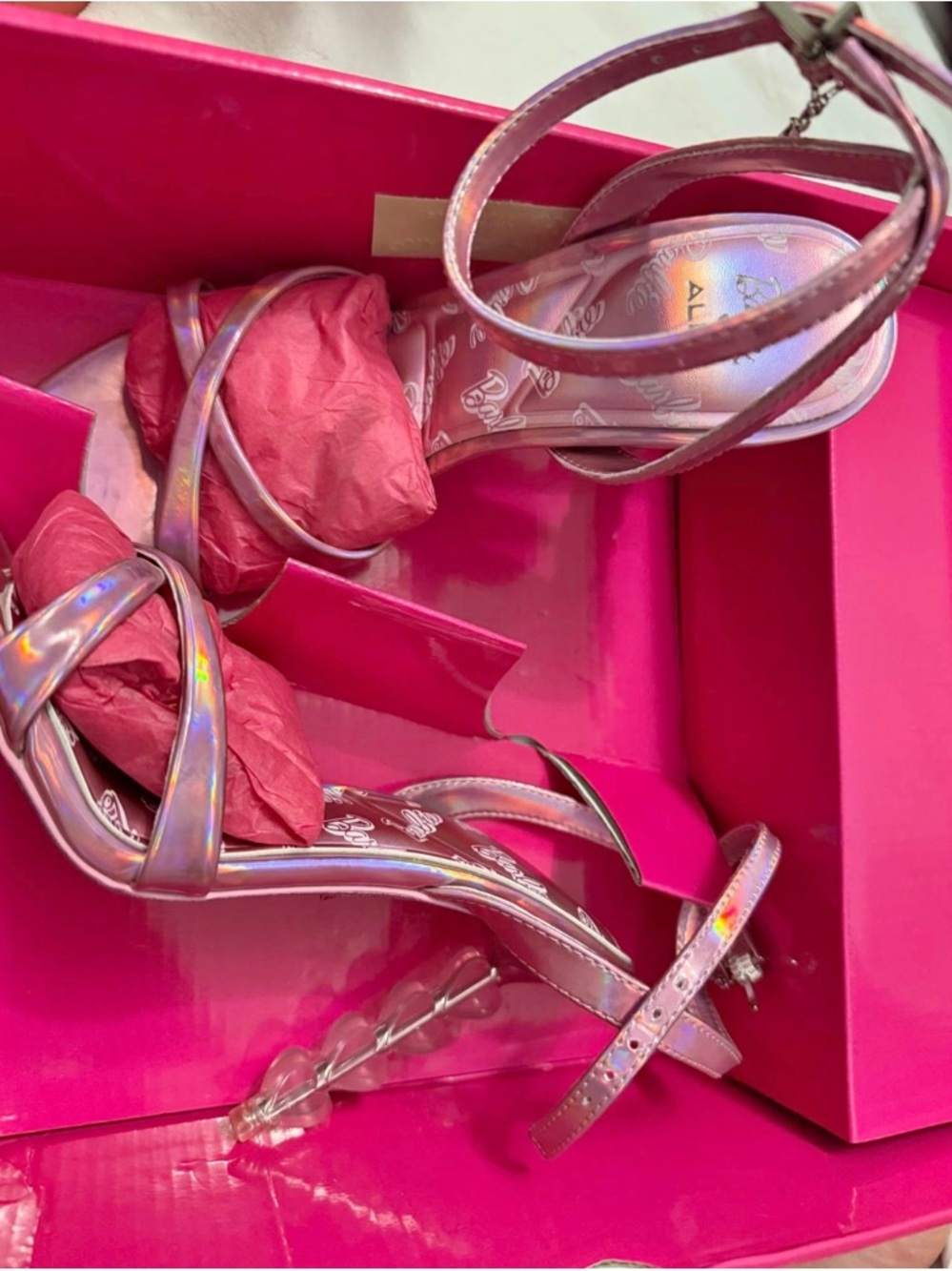 Aldo Iridescent Pink Strappy Heels